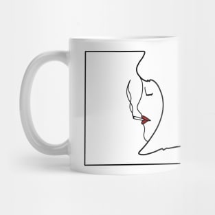 Minimalist Smoking Lady Line Art (White) Mug